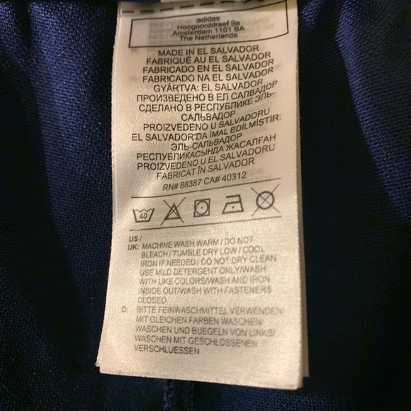 Adidas Track Pants with Zipper Bottoms Blue with White Stripe Size M EUC Joggers - Picture 9 of 12